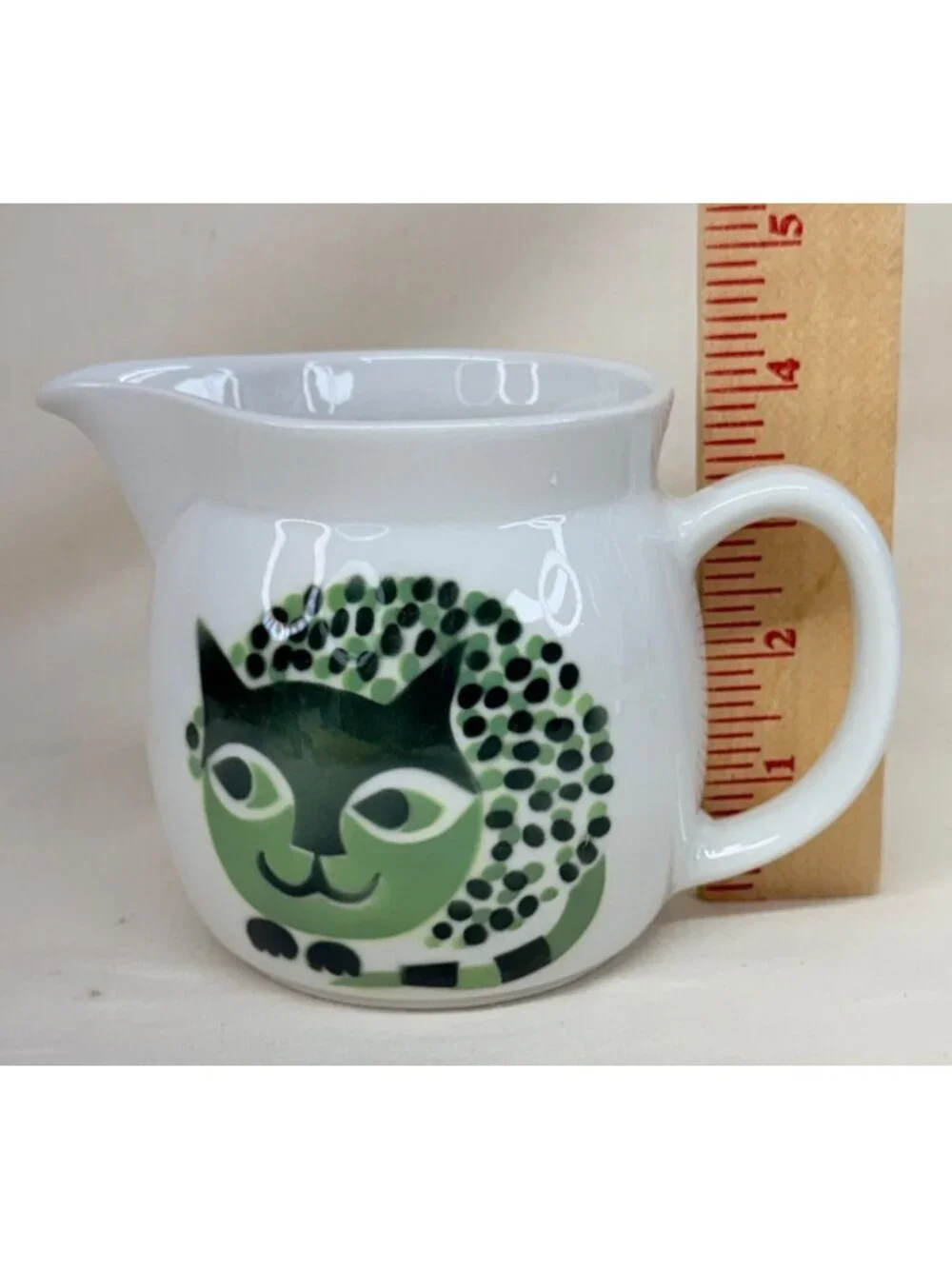 Arabia Finland Green Spotted Kissa Cat Kaj Franck Gunvor Olin Gronqvist Pitcher